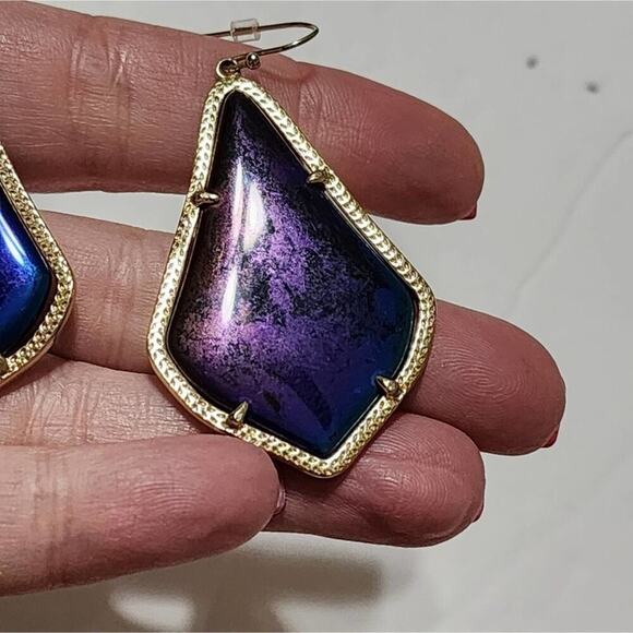 Kendra Scott Rare Black Iridescent reversible Alexandra Gold Drop Earrings - Picture 7 of 7